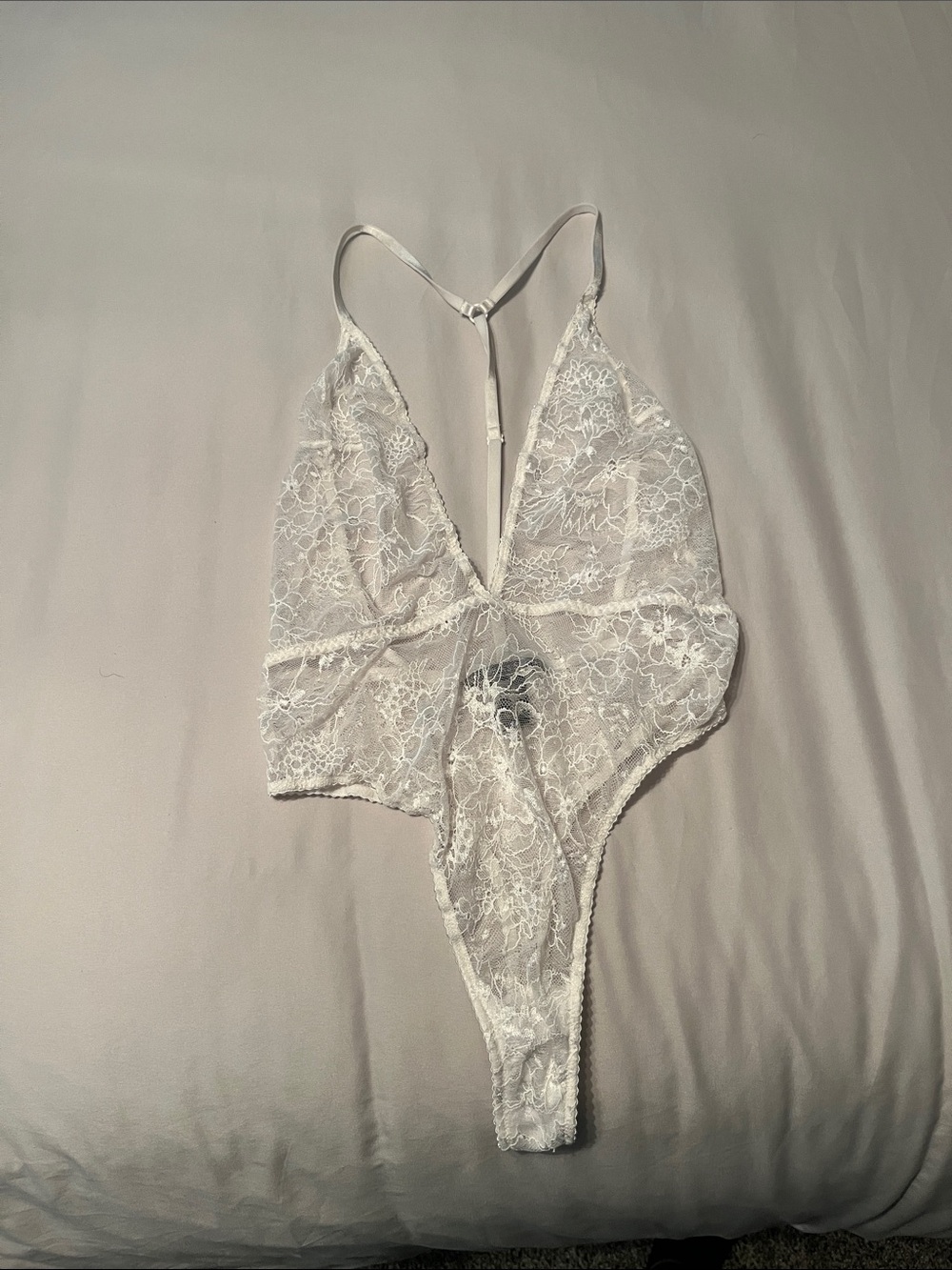 Sheer White Lace One-Piece Teddy